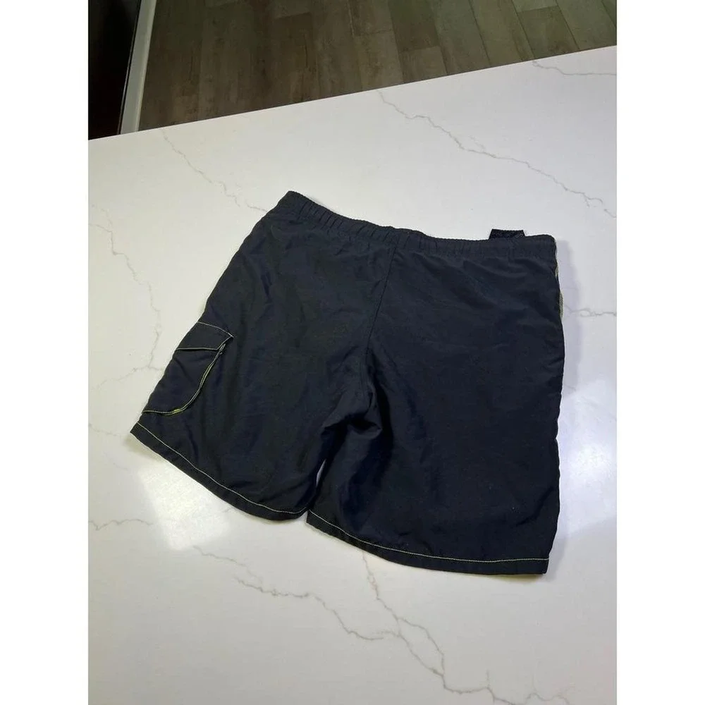 Nike Swim Trunks Mens Medium Black Neon Green Cargo Board Shorts